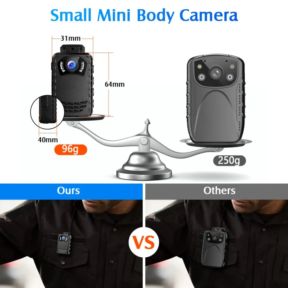 BOBLOV N9 Mini Body Camera Full HD 1296P Body Mounted Camera Small Portable Night Vision Police Body Cam 128GB/258GB mini camera