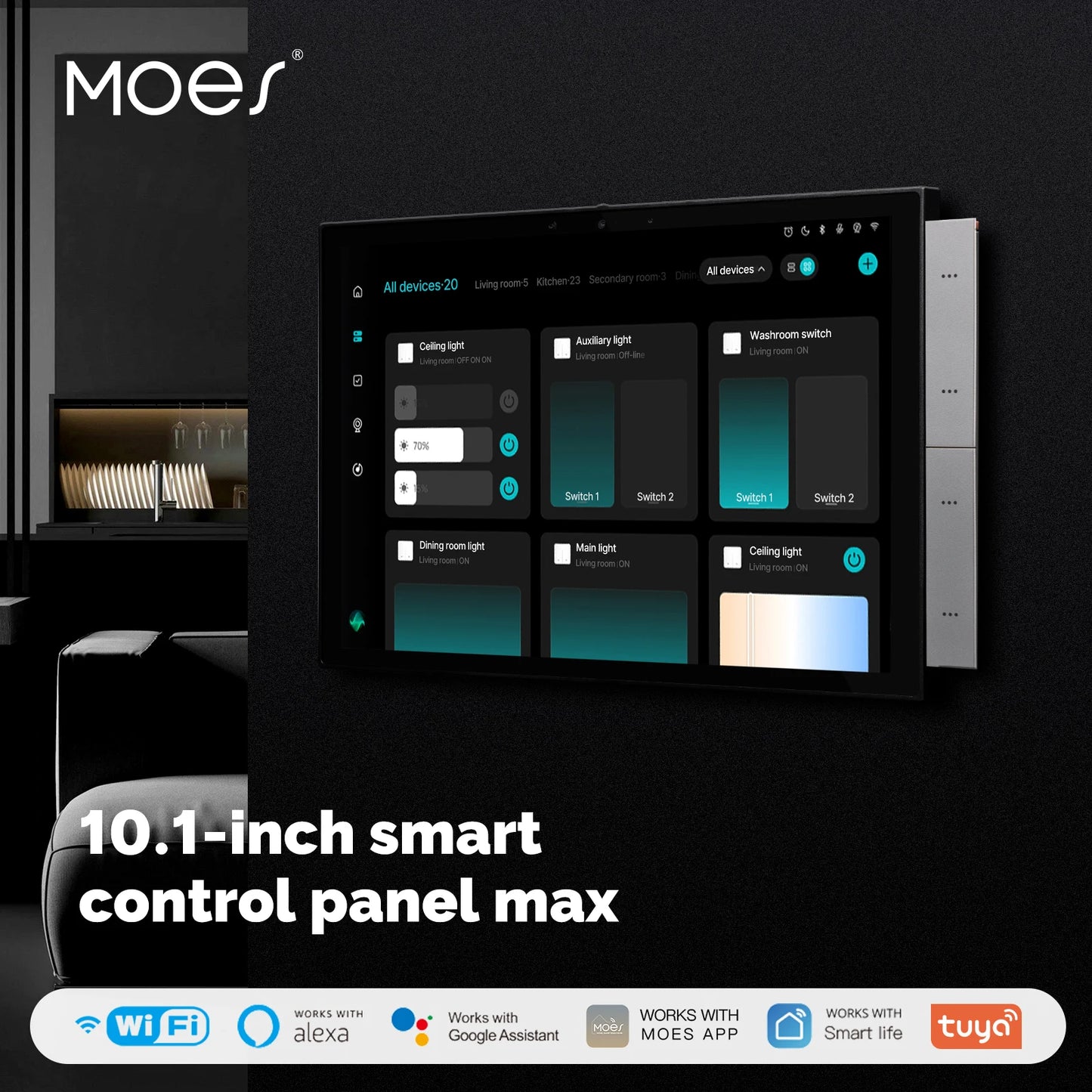 MOES Tuya Smart Home Control Panel Max 10.1inch Touch Screen with Bluetooth Zigbee Gateway Built-in Building Intercom Compatible