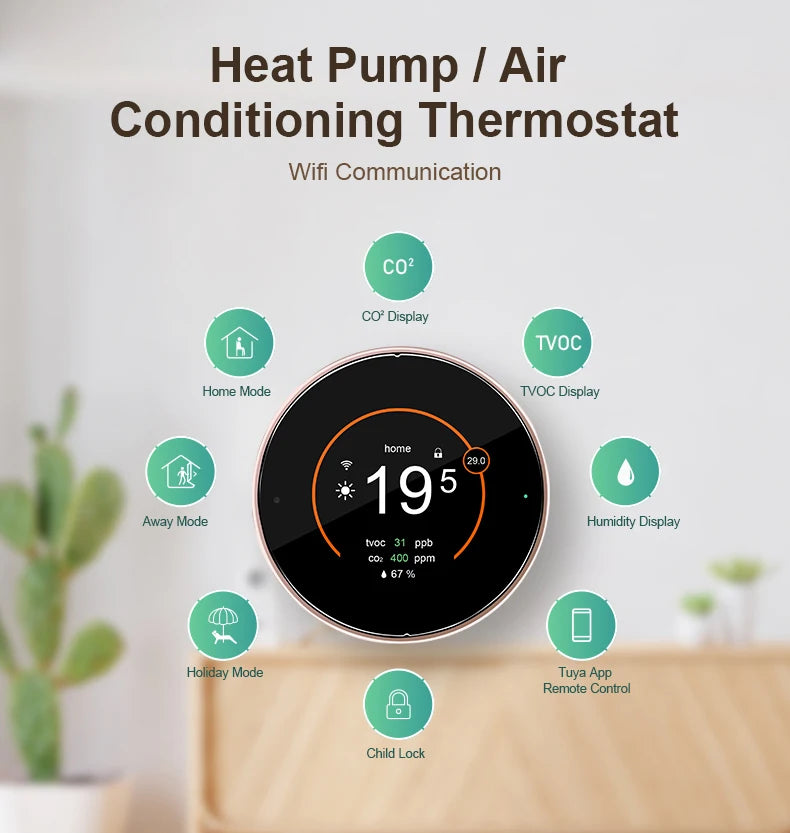 Comfurter 24V Multi-stage Cooling Heating Smart Thermostat WIFI Home Heat Pump Controller For Heat Pump System Air Conditioner