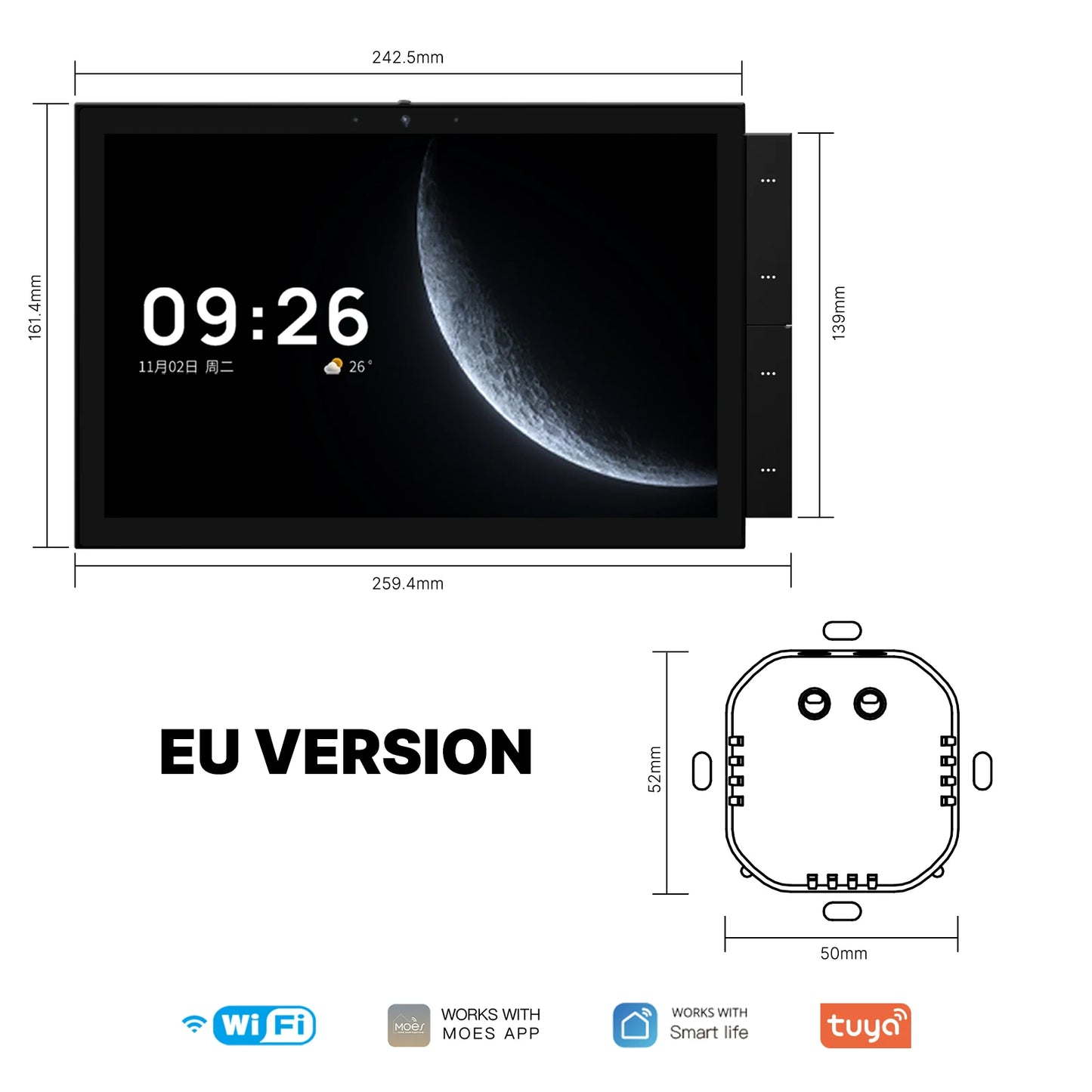 MOES Tuya Smart Home Control Panel Max 10.1inch Touch Screen with Bluetooth Zigbee Gateway Built-in Building Intercom Compatible