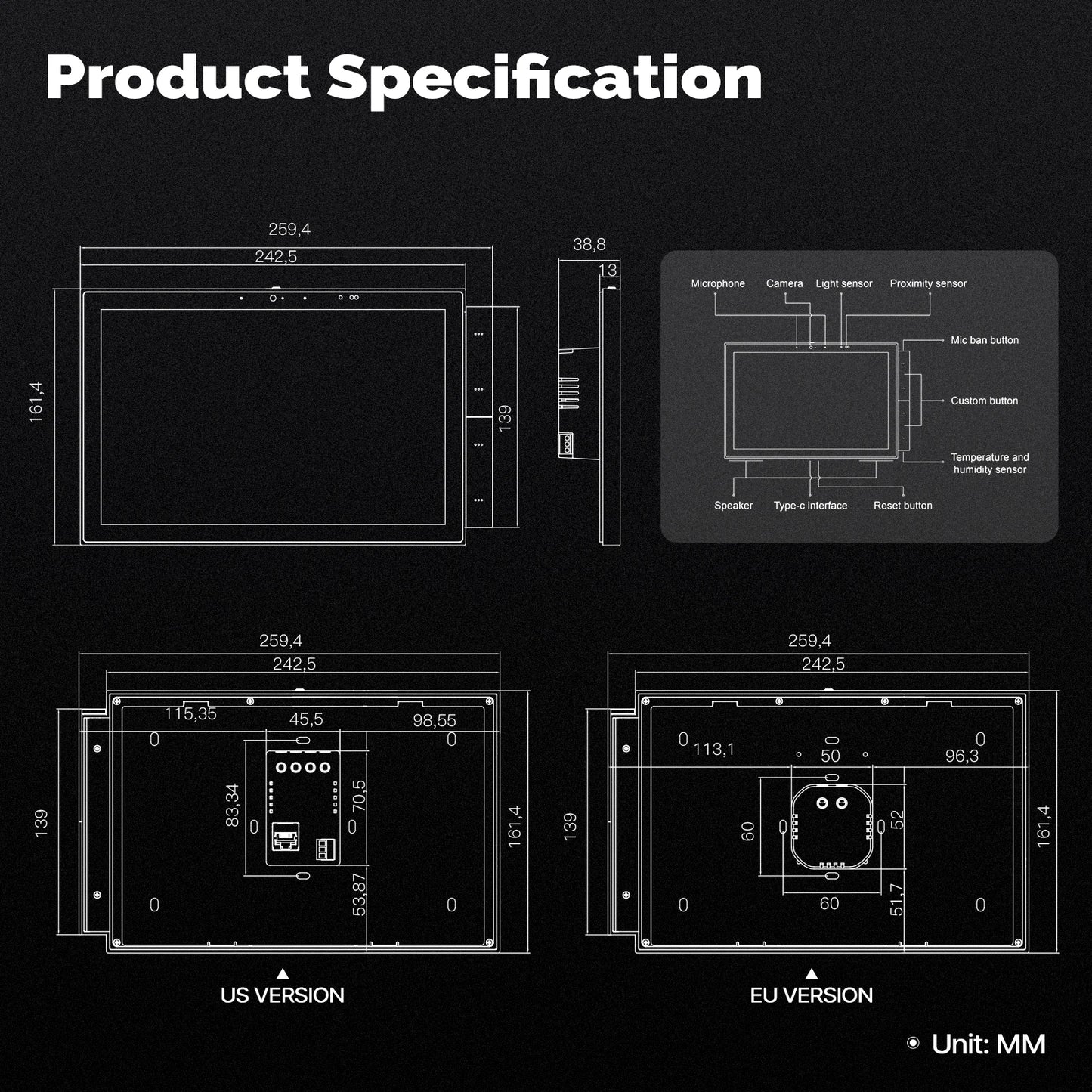 MOES Tuya Smart Home Control Panel Max 10.1inch Touch Screen with Bluetooth Zigbee Gateway Built-in Building Intercom Compatible